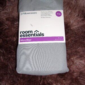 Room Essentials King Pillowcase Set Gray New